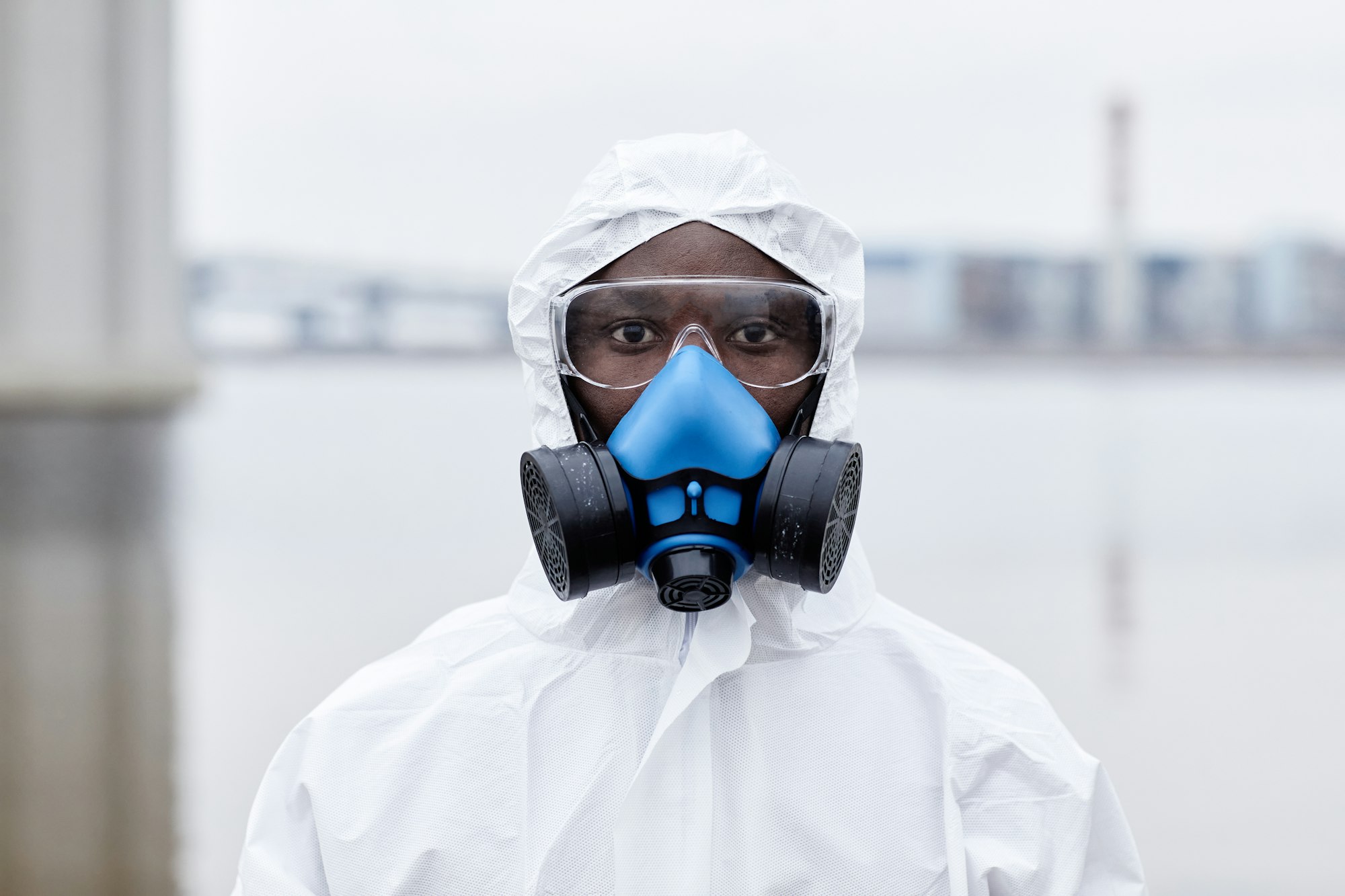 Black Man in Hazmat Gear